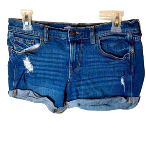 Old Navy Blue Denim Shorts‎ Distressed with cuffs Size 4